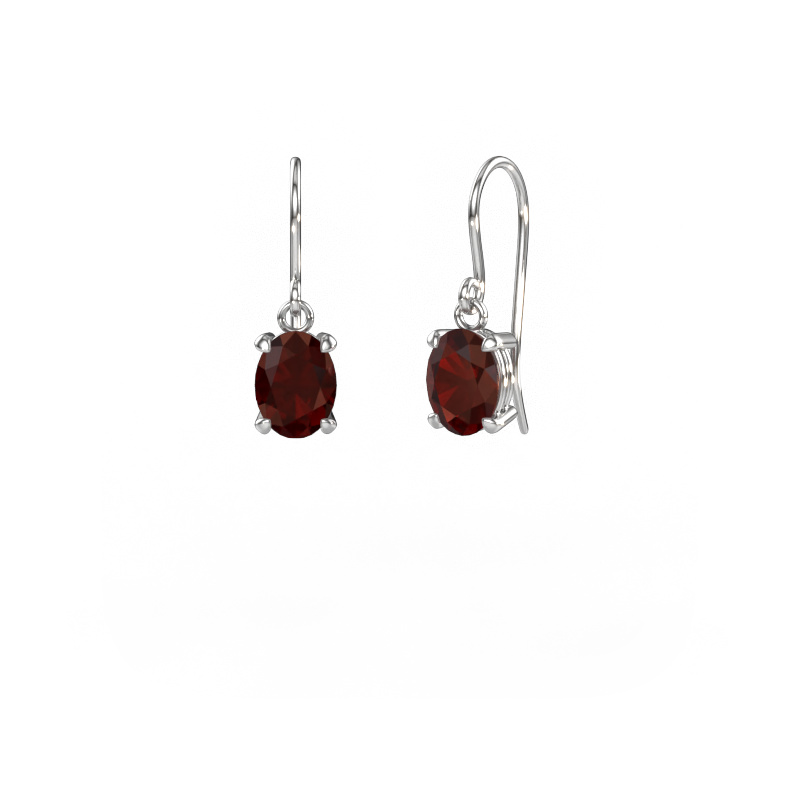 Image of Drop earrings Laurie OVL 1 950 platinum Garnet 8x6 mm