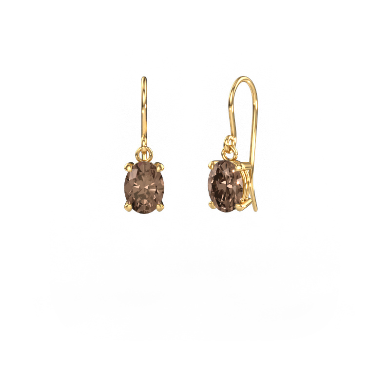 Image of Drop earrings Laurie OVL 1 585 gold Brown diamond 2.20 crt