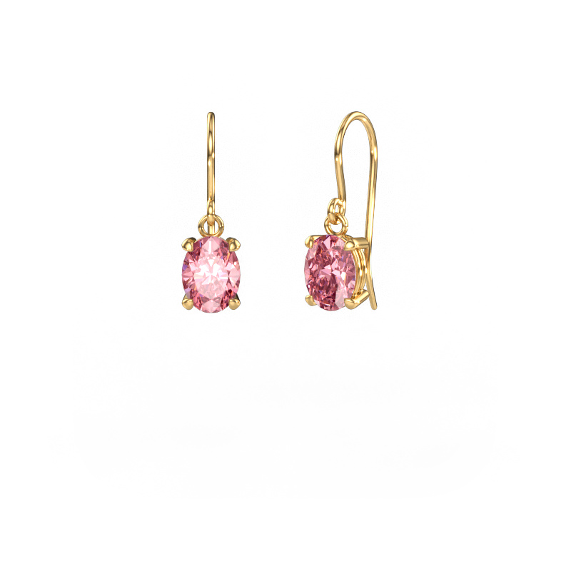 Image of Drop earrings Laurie OVL 1 585 gold Pink lab grown diamond 8x6 mm