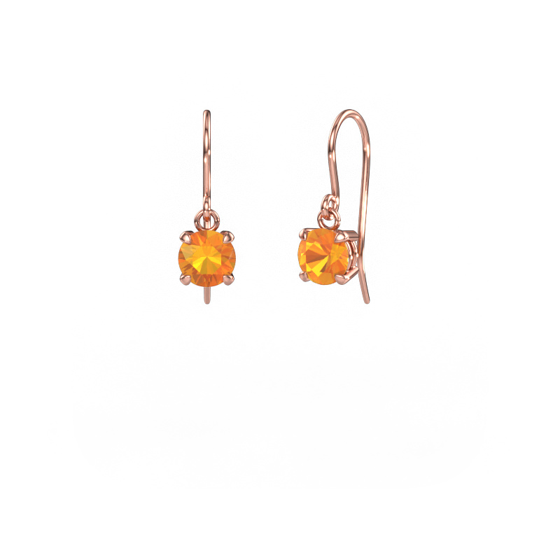 Image of Drop earrings Laurie RND 1 585 rose gold Citrin 6 mm