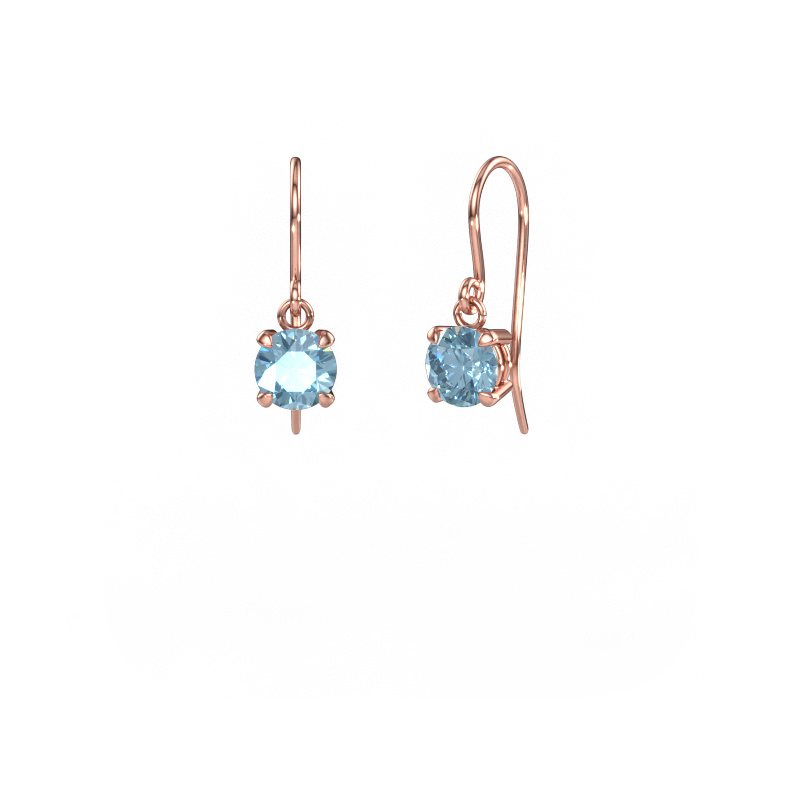 Afbeelding van Oorhangers Laurie RND 1 585 rosé goud Blauwe lab grown diamant 6 mm
