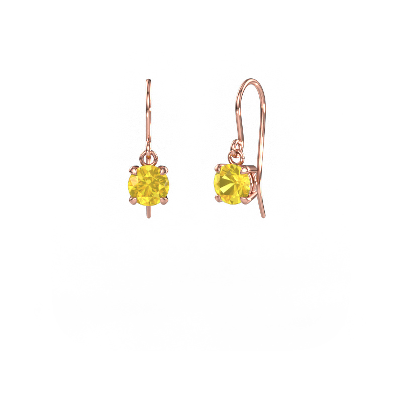 Image of Drop earrings Laurie RND 1 585 rose gold Yellow sapphire 6 mm