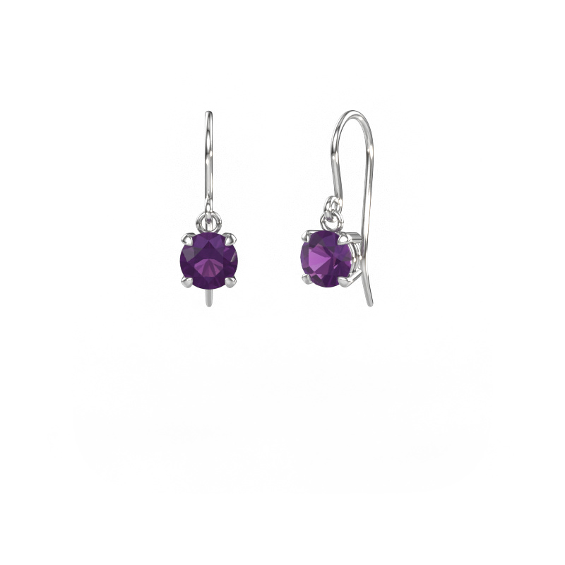 Image of Drop earrings Laurie RND 1 950 platinum Amethyst 6 mm