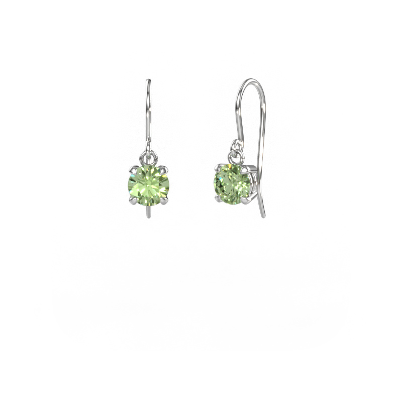 Image of Drop earrings Laurie RND 1 950 platinum Green lab grown diamond 6 mm