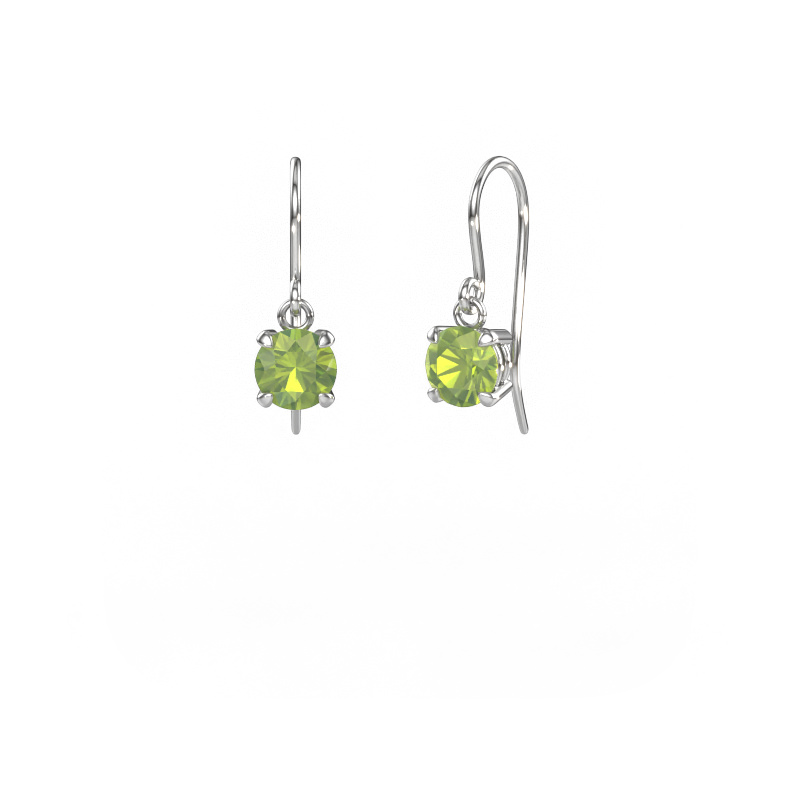 Image of Drop earrings Laurie RND 1 585 white gold Peridot 6 mm