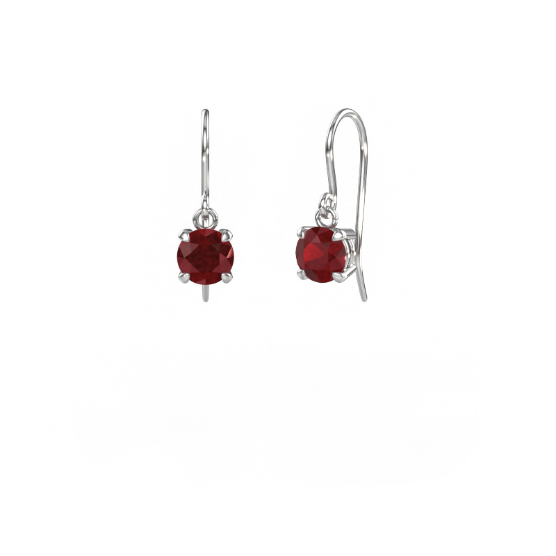 Image of Drop earrings Laurie RND 1 950 platinum Ruby 6 mm