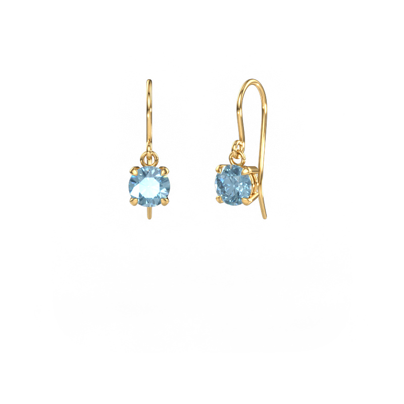 Image de Pendants d'oreilles Laurie RND 1 585 or jaune Diamant synthétique bleu 6 mm