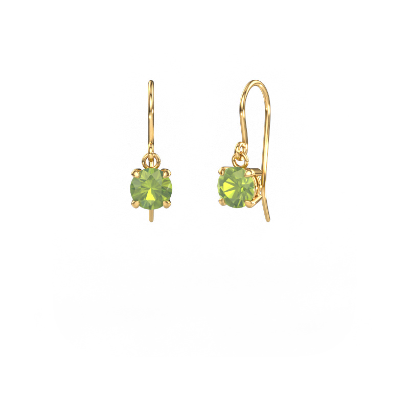 Image of Drop earrings Laurie RND 1 585 gold Peridot 6 mm