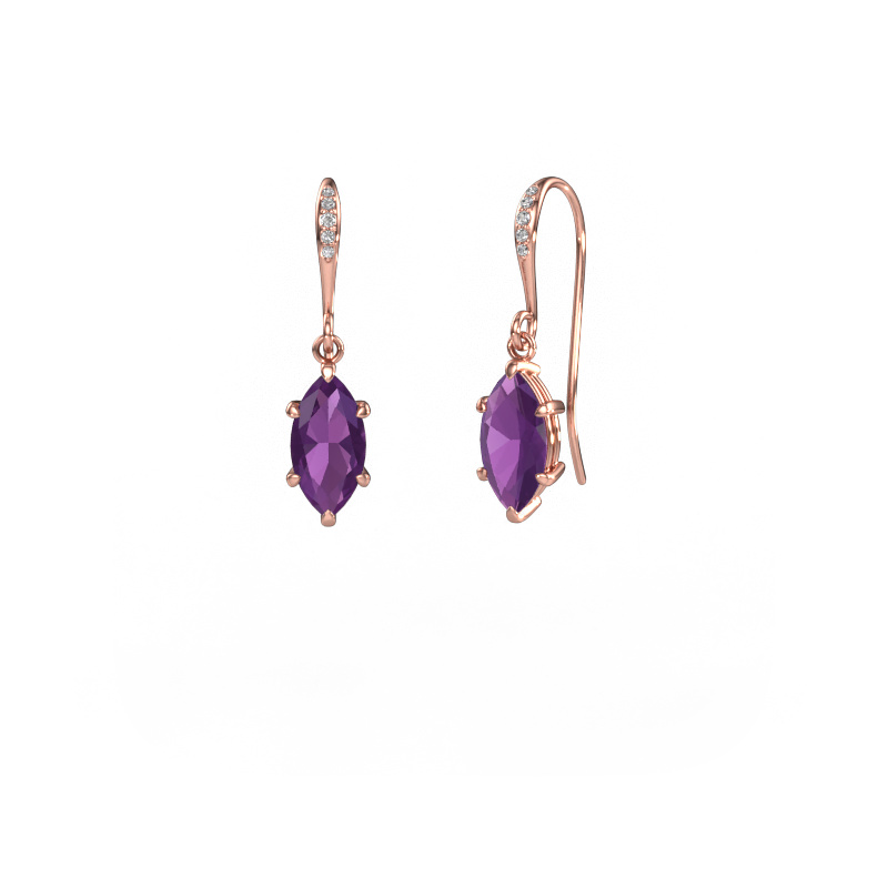 Image of Drop earrings Laurie MRQ 2 585 rose gold Amethyst 10x5 mm