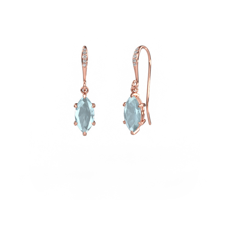 Image of Drop earrings Laurie MRQ 2 585 rose gold Aquamarine 10x5 mm