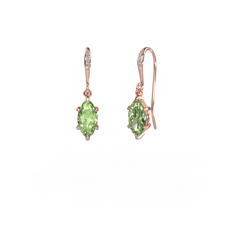 Image de Pendants d'oreilles Laurie MRQ 2 585 or rose Diamants synthétiques vert 10x5 mm