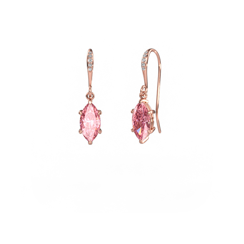 Image of Drop earrings Laurie MRQ 2 585 rose gold Pink lab grown diamond 10x5 mm