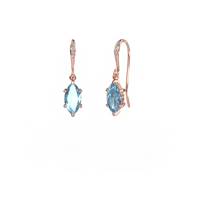 Image of Drop earrings Laurie MRQ 2 585 rose gold Blue lab grown diamond 10x5 mm