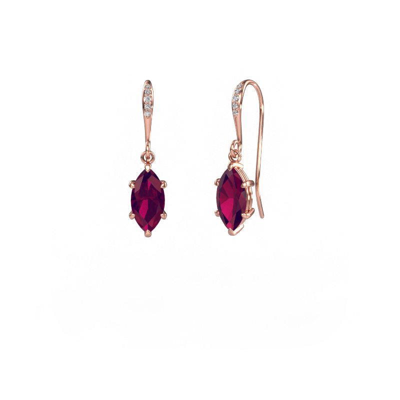 Image of Drop earrings Laurie MRQ 2 585 rose gold Rhodolite 10x5 mm