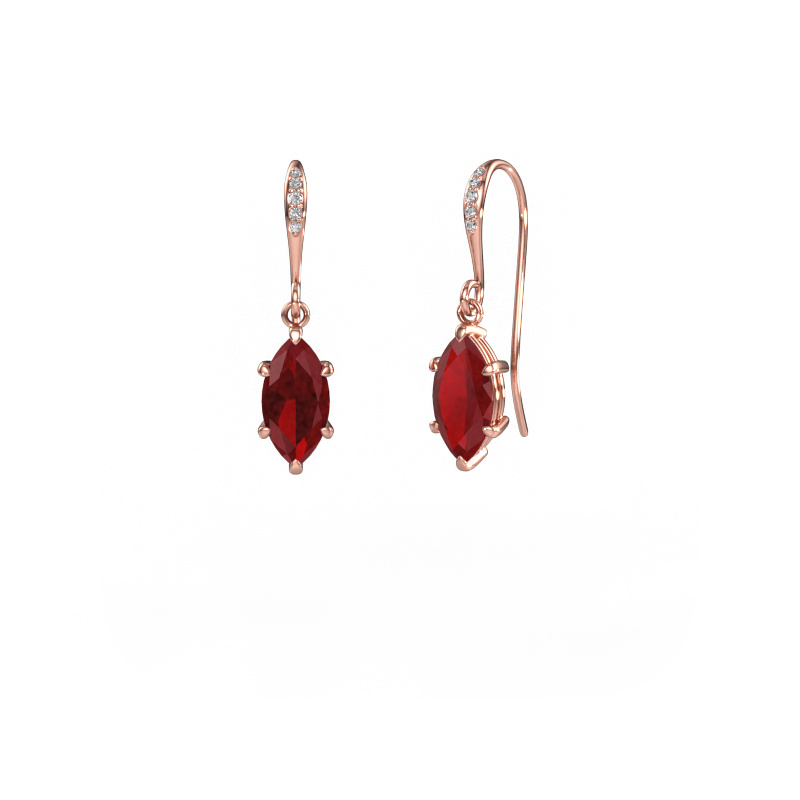 Image of Drop earrings Laurie MRQ 2 585 rose gold Ruby 10x5 mm
