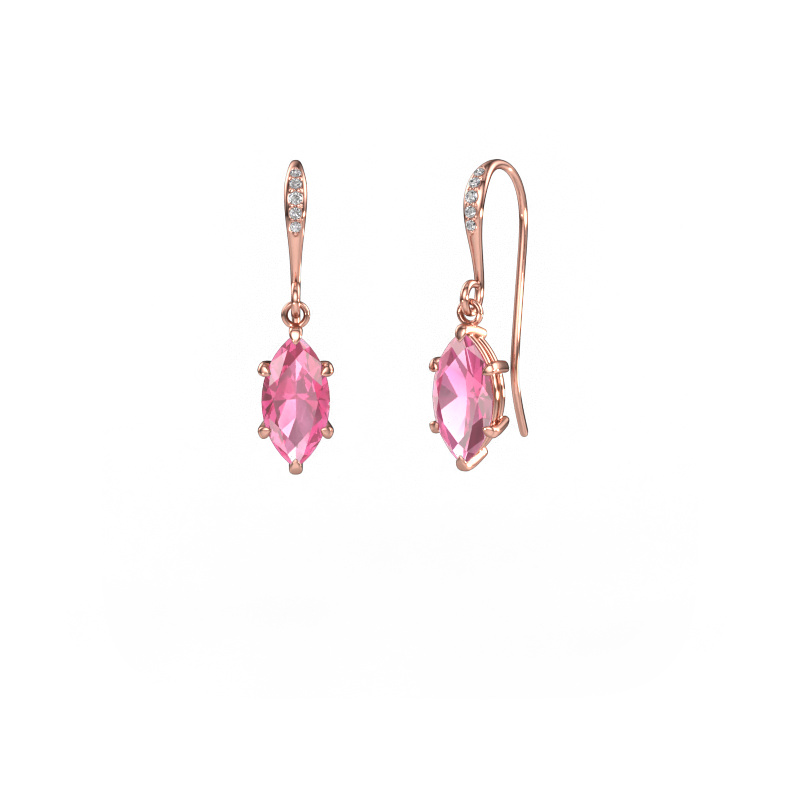 Image of Drop earrings Laurie MRQ 2 585 rose gold Pink sapphire 10x5 mm