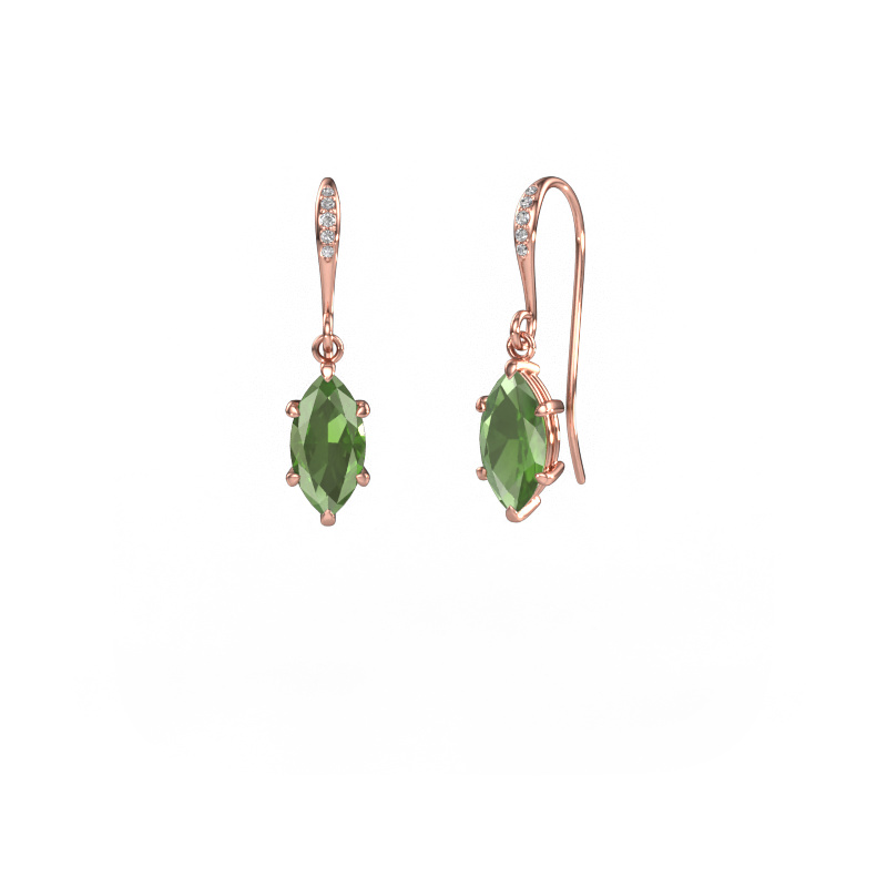 Image of Drop earrings Laurie MRQ 2 585 rose gold Tourmaline green 10x5 mm