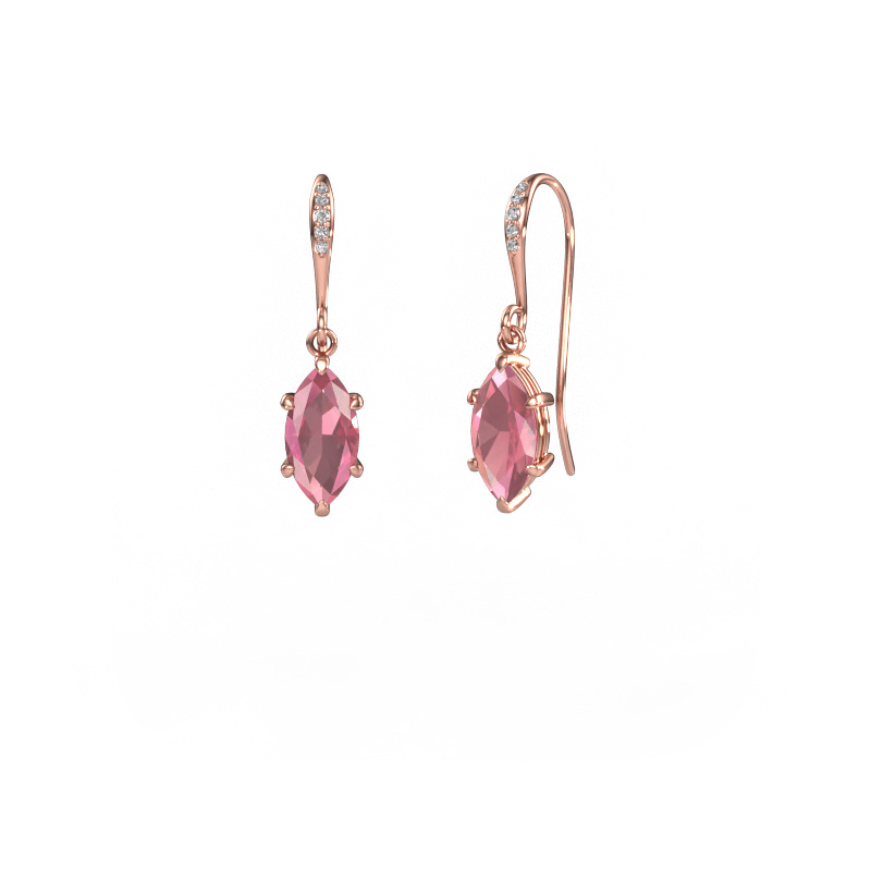 Image of Drop earrings Laurie MRQ 2 585 rose gold Tourmaline pink 10x5 mm