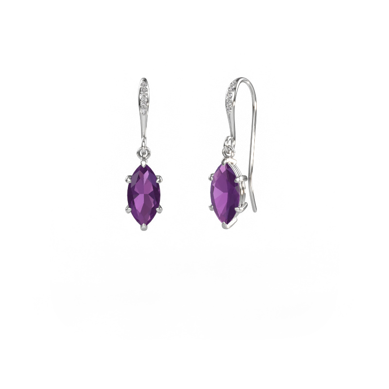 Image of Drop earrings Laurie MRQ 2 585 white gold Amethyst 10x5 mm