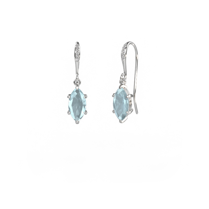 Image of Drop earrings Laurie MRQ 2 950 platinum Aquamarine 10x5 mm