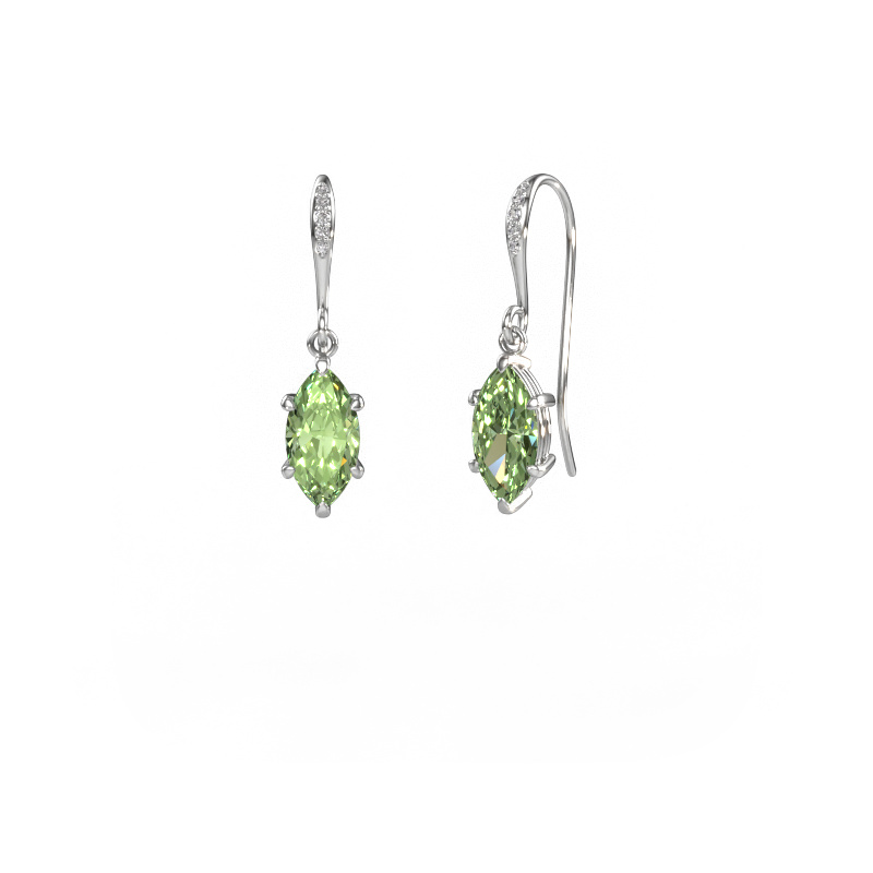 Image of Drop earrings Laurie MRQ 2 585 white gold Green lab grown diamond 10x5 mm