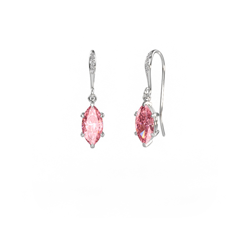 Image de Pendants d'oreilles Laurie MRQ 2 585 or blanc Diamant synthétique roze 10x5 mm