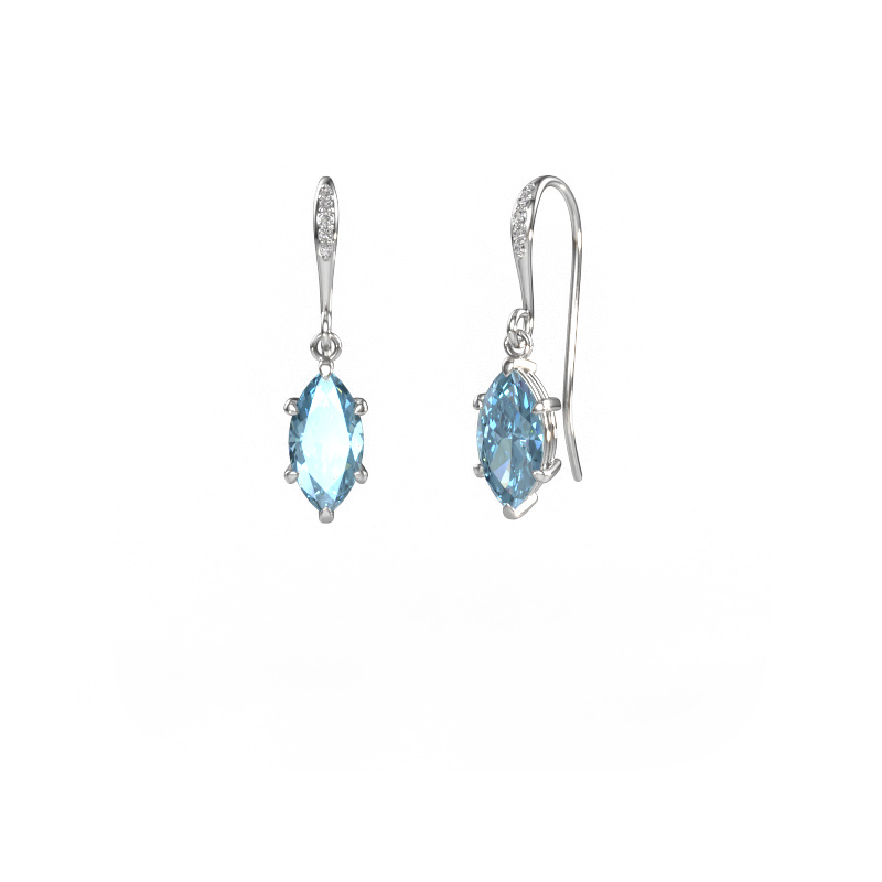 Image of Drop earrings Laurie MRQ 2 950 platinum Blue lab grown diamond 10x5 mm