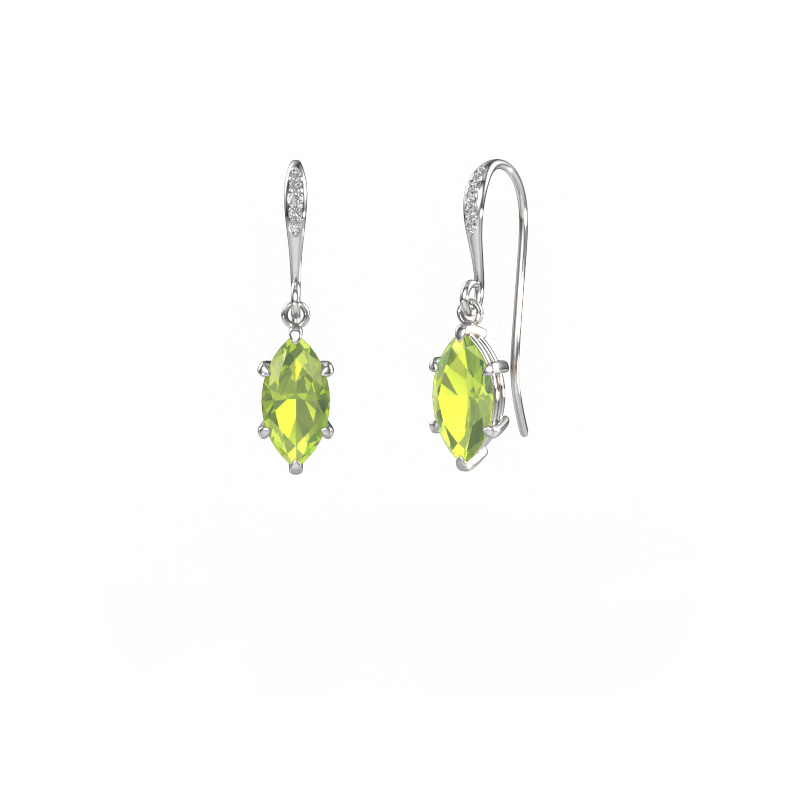 Image of Drop earrings Laurie MRQ 2 585 white gold Peridot 10x5 mm