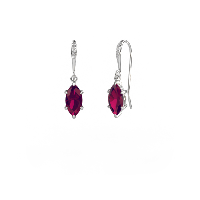 Image of Drop earrings Laurie MRQ 2 585 white gold Rhodolite 10x5 mm