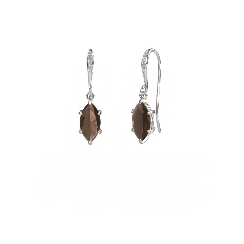 Image of Drop earrings Laurie MRQ 2 950 platinum Smokey quartz 10x5 mm