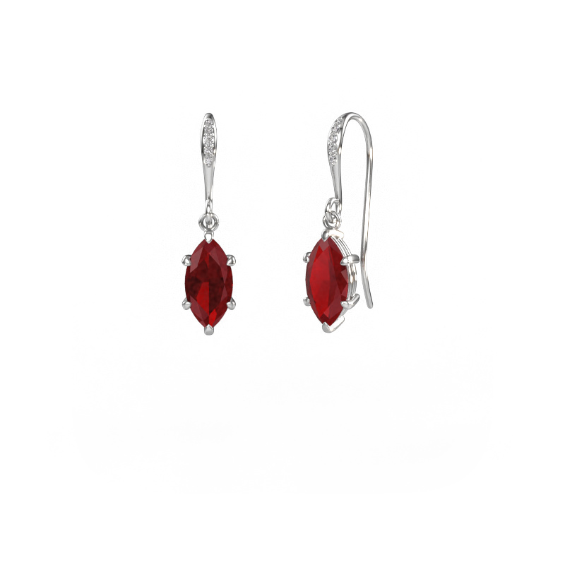 Image of Drop earrings Laurie MRQ 2 585 white gold Ruby 10x5 mm