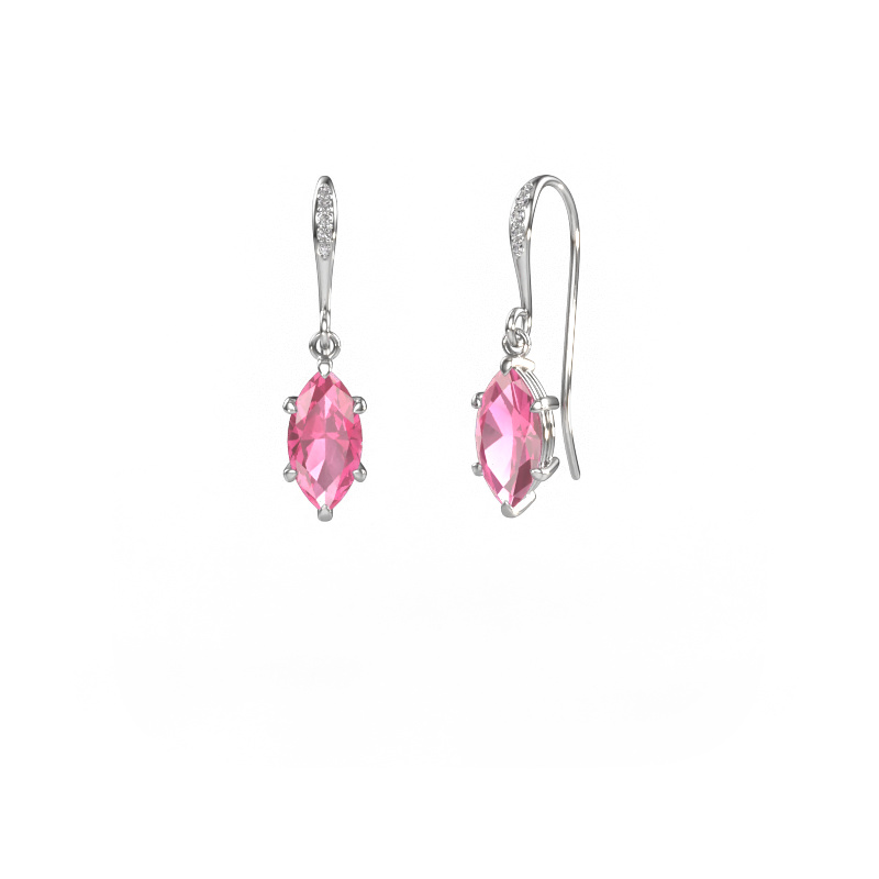 Image of Drop earrings Laurie MRQ 2 585 white gold Pink sapphire 10x5 mm