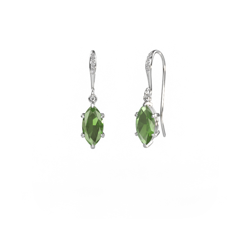 Image of Drop earrings Laurie MRQ 2 585 white gold Tourmaline green 10x5 mm