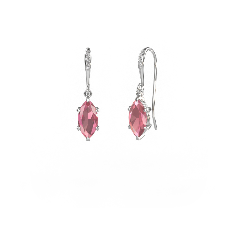 Image of Drop earrings Laurie MRQ 2 950 platinum Tourmaline pink 10x5 mm
