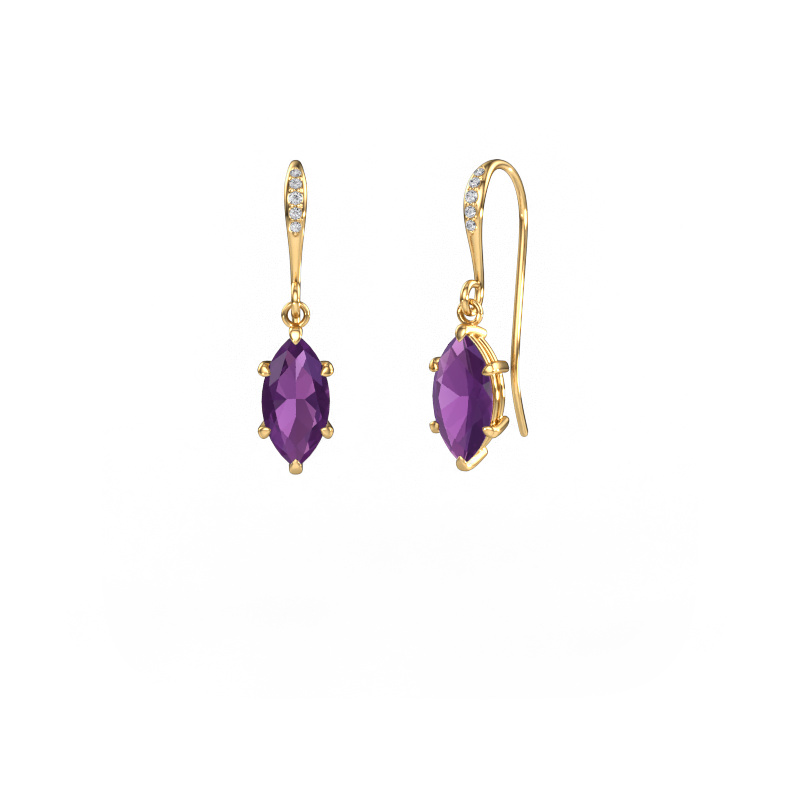 Image of Drop earrings Laurie MRQ 2 585 gold Amethyst 10x5 mm