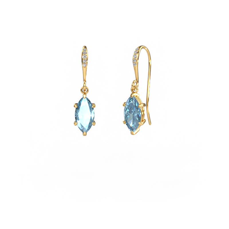 Image of Drop earrings Laurie MRQ 2 585 gold Blue lab grown diamond 10x5 mm