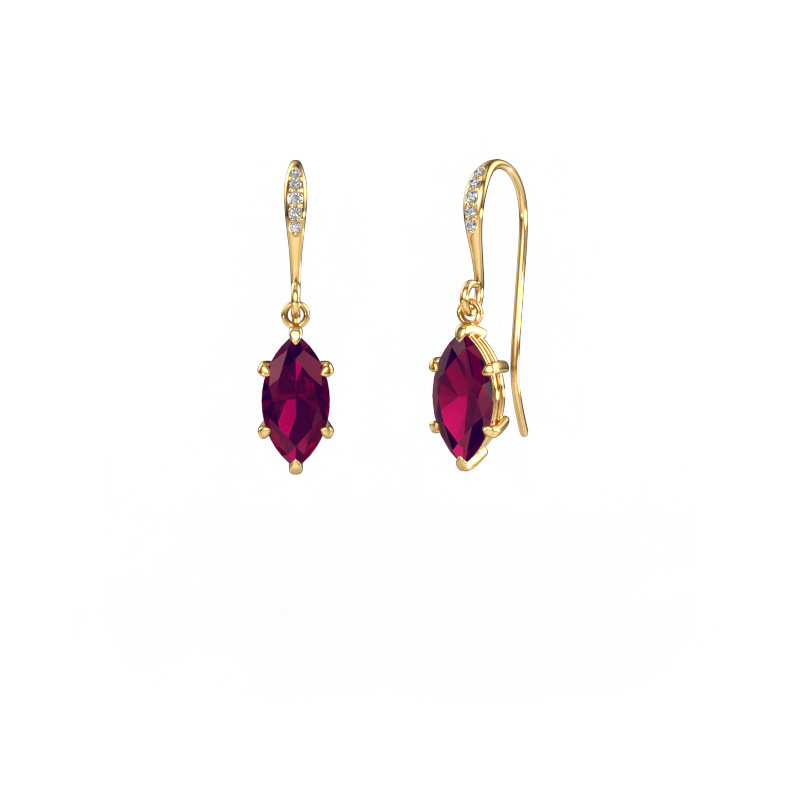 Image of Drop earrings Laurie MRQ 2 585 gold Rhodolite 10x5 mm