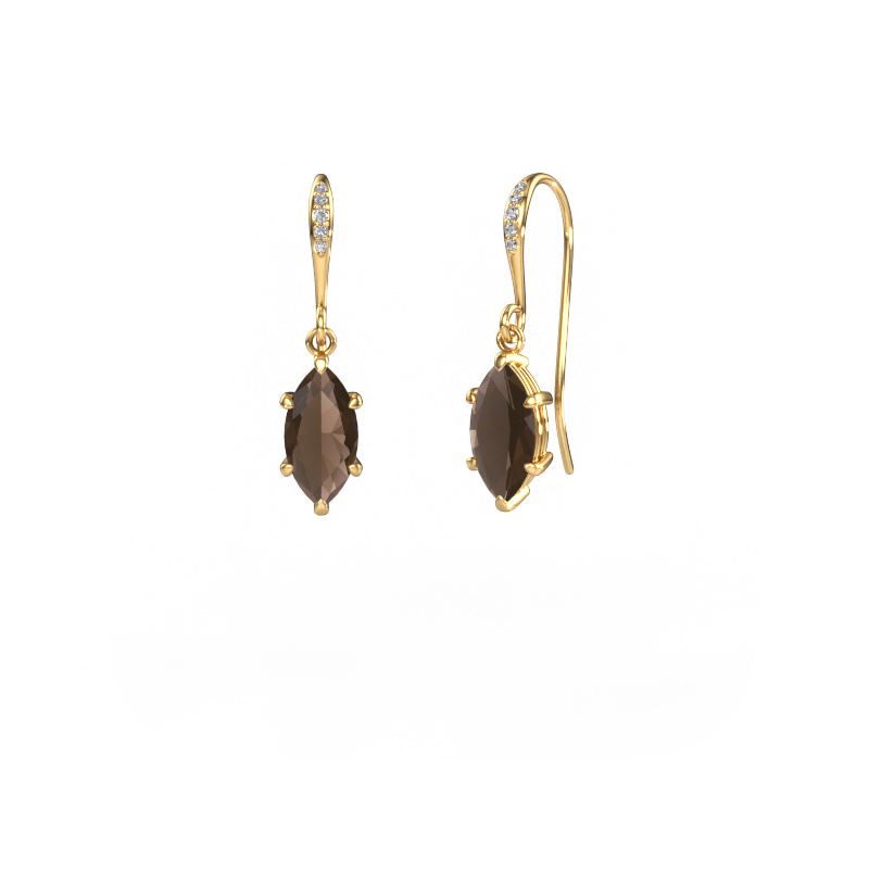 Image of Drop earrings Laurie MRQ 2 585 gold Smokey quartz 10x5 mm
