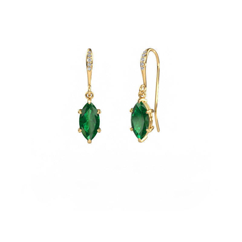 Image of Drop earrings Laurie MRQ 2 585 gold Emerald 10x5 mm