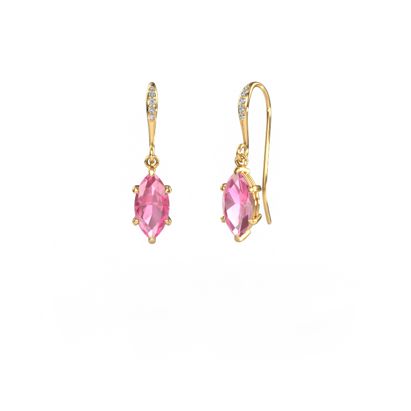 Image of Drop earrings Laurie MRQ 2 585 gold Pink sapphire 10x5 mm