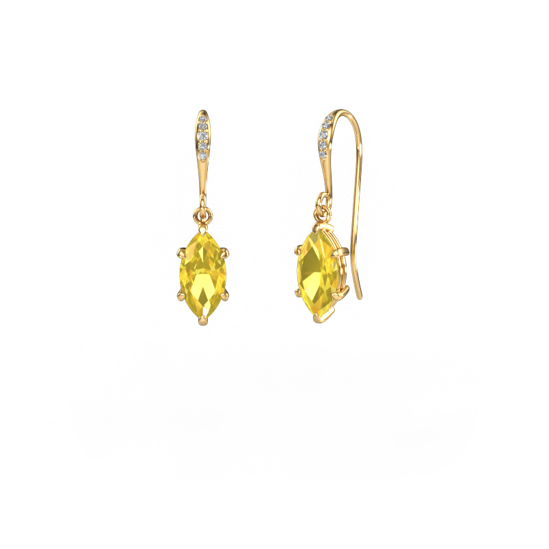 Image of Drop earrings Laurie MRQ 2 585 gold Yellow sapphire 10x5 mm
