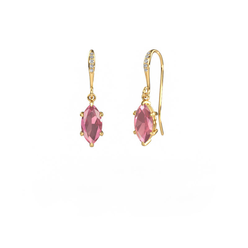 Image of Drop earrings Laurie MRQ 2 585 gold Tourmaline pink 10x5 mm