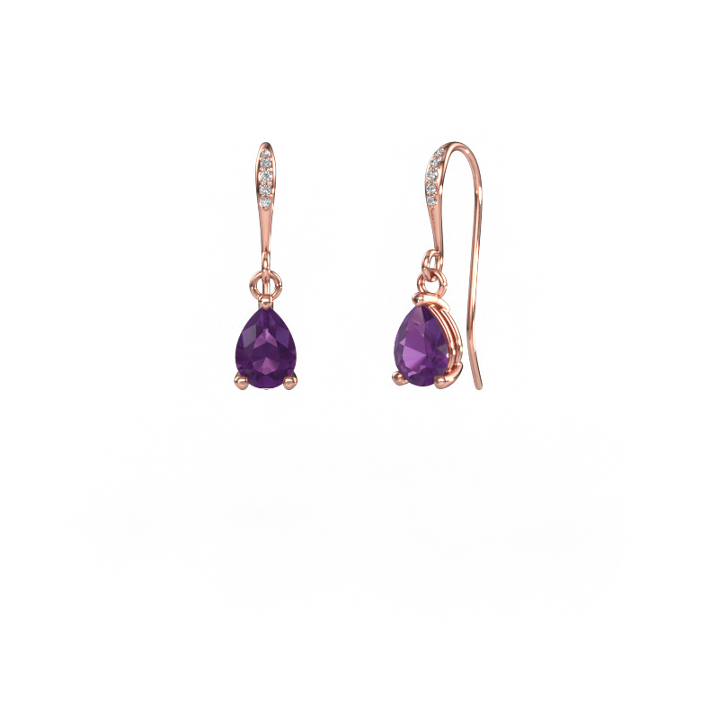 Image of Drop earrings Laurie PER 2 585 rose gold Amethyst 7x5 mm
