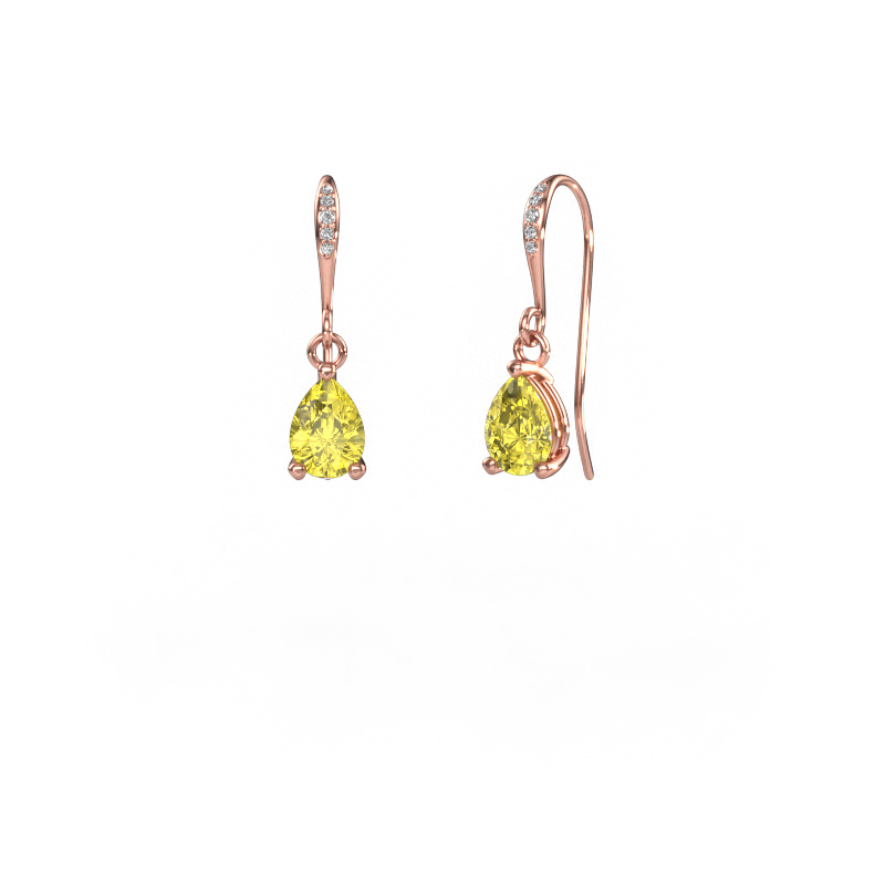Image of Drop earrings Laurie PER 2 585 rose gold Yellow lab grown diamond 7x5 mm