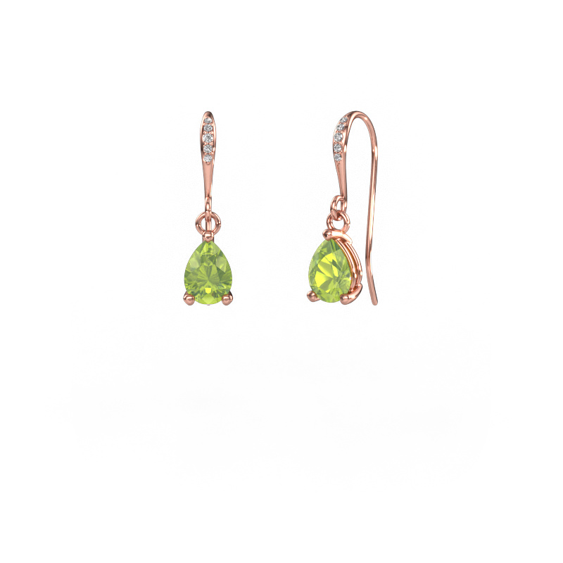 Image of Drop earrings Laurie PER 2 585 rose gold Peridot 7x5 mm