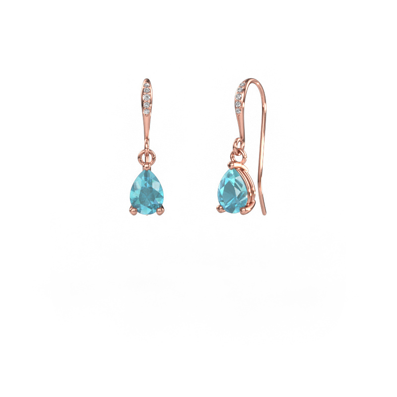 Image de Pendants d'oreilles Laurie PER 2 585 or rose Topaze bleue 7x5 mm
