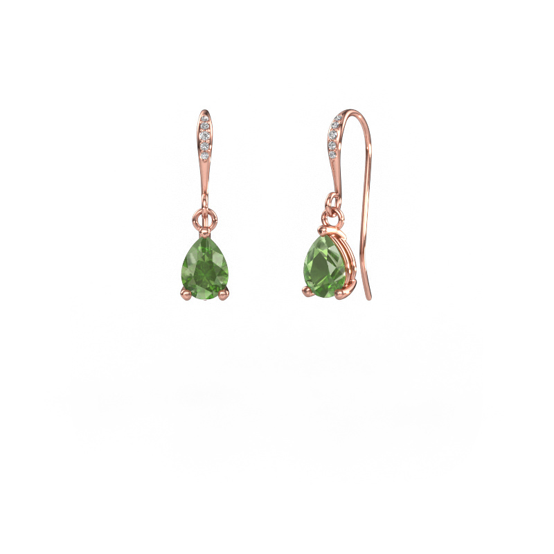 Image of Drop earrings Laurie PER 2 585 rose gold Tourmaline green 7x5 mm