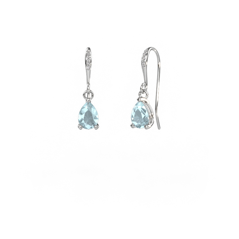 Image of Drop earrings Laurie PER 2 585 white gold Aquamarine 7x5 mm