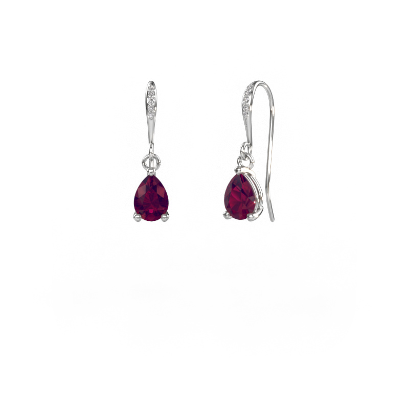 Image of Drop earrings Laurie PER 2 585 white gold Rhodolite 7x5 mm