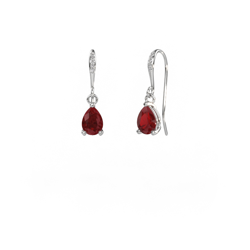 Image of Drop earrings Laurie PER 2 585 white gold Ruby 7x5 mm